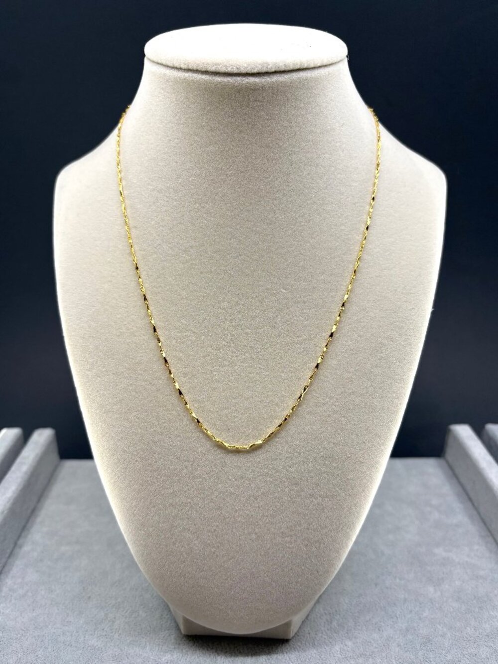 18K Gold Plated 999 Fine Silver Ingot Chain Necklace 18" 2.66g